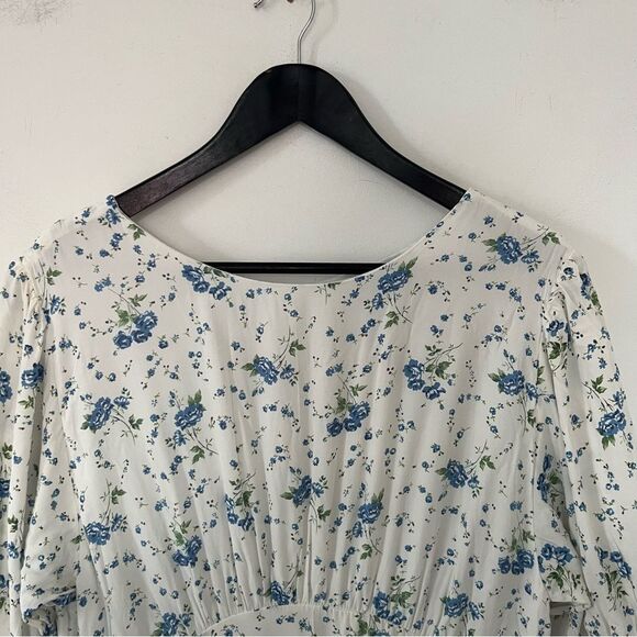 Faithfull the Brand White and Blue Floral Mini Dress - Picture 13 of 13